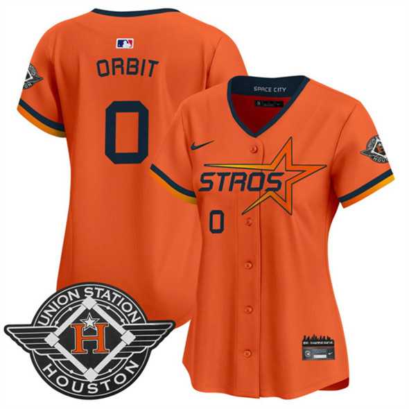 Womens Houston Astros #0 Orbit Orange 2025 City Connect Limited Stitched Jersey Dzhi